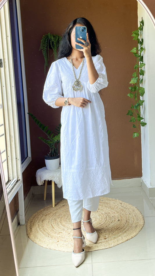Gulzar Hakoba pure cotton White frock style dress