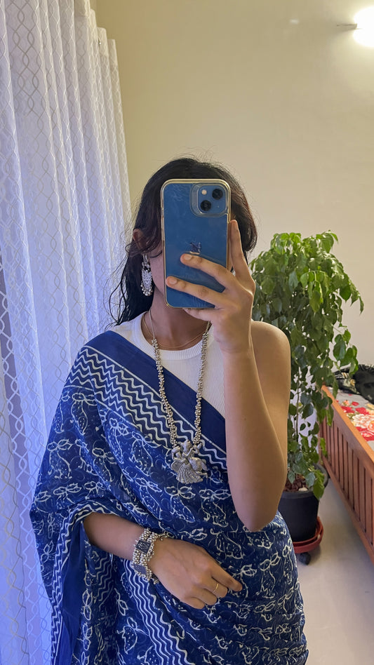 Bagru Print Mulmul Cotton Saree -TRN OO2