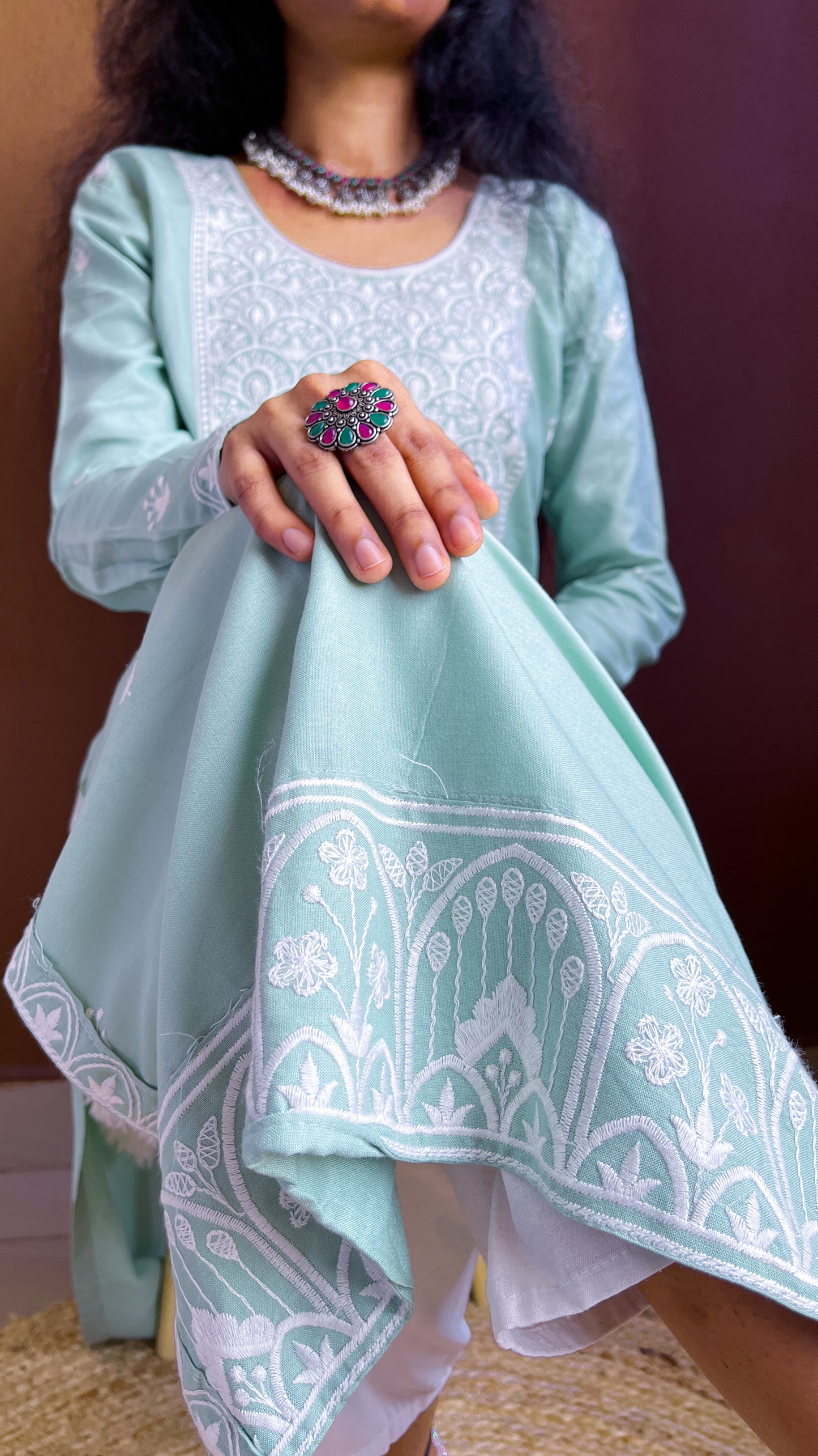 Gulzar Lucknowi Embroidered chikankari Rayon kurti