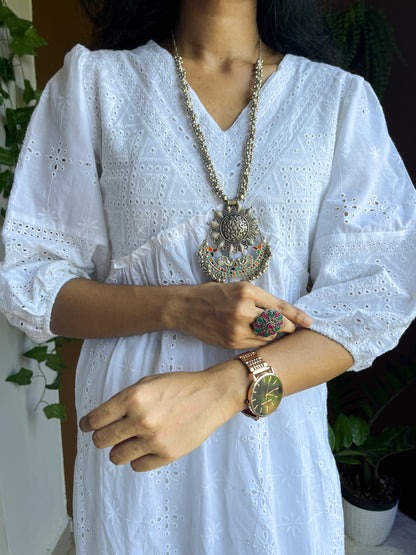 Gulzar Hakoba pure cotton White frock style dress