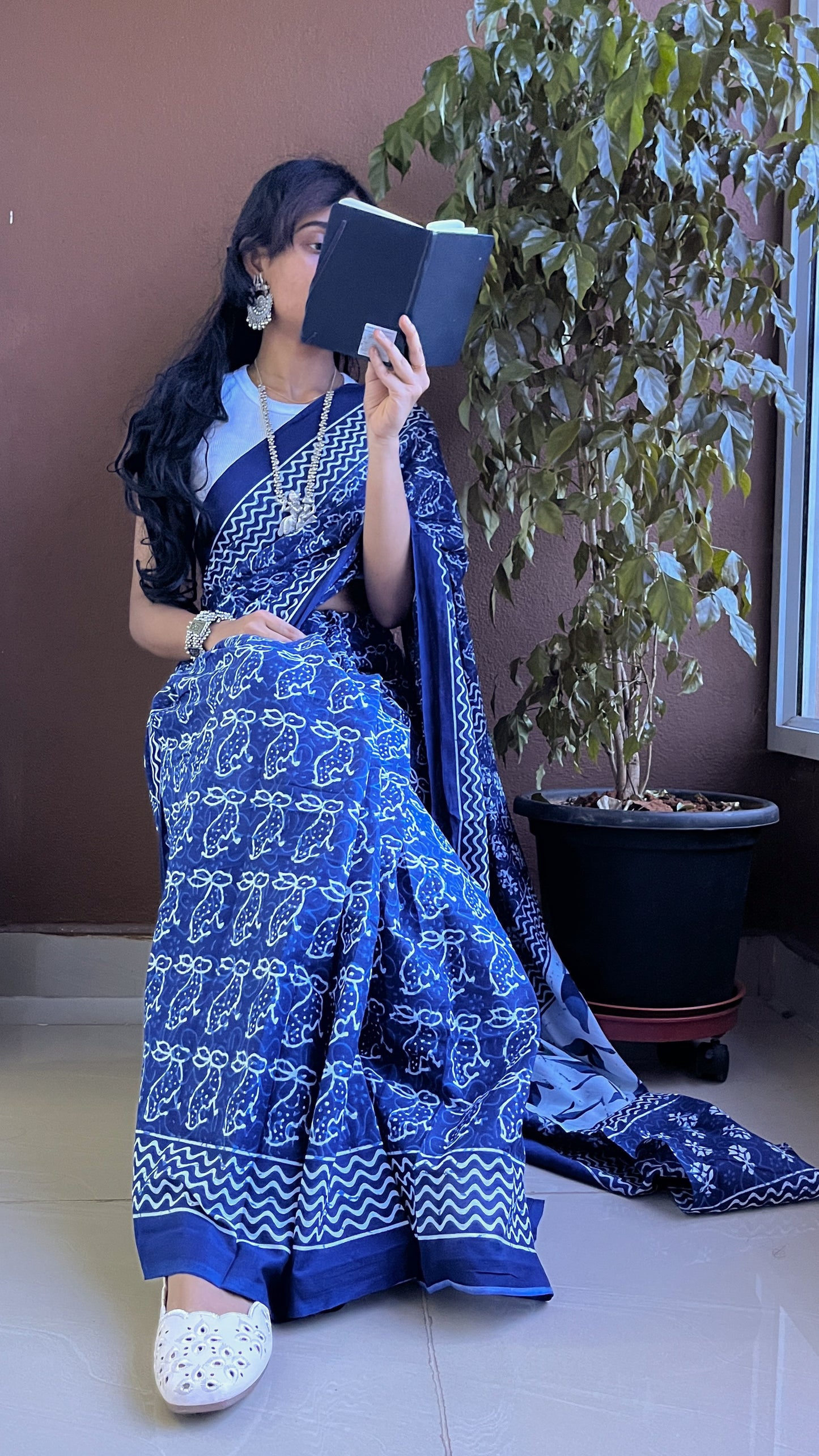 Bagru Print Mulmul Cotton Saree -TRN OO2