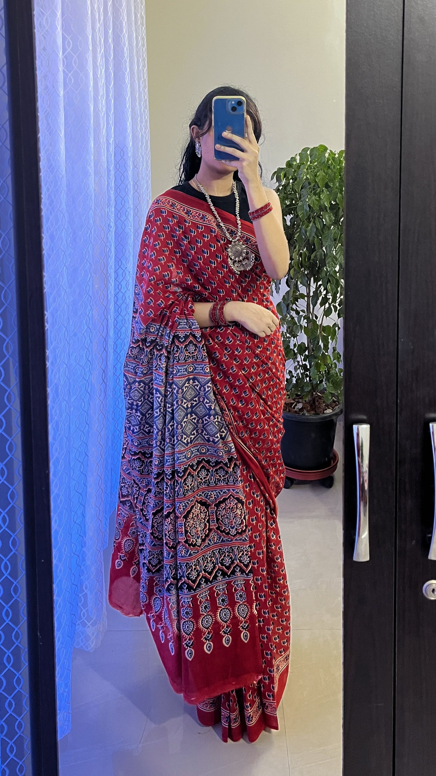 Bagru Print Pure Cotton Saree with Blouse Piece - TRT 004